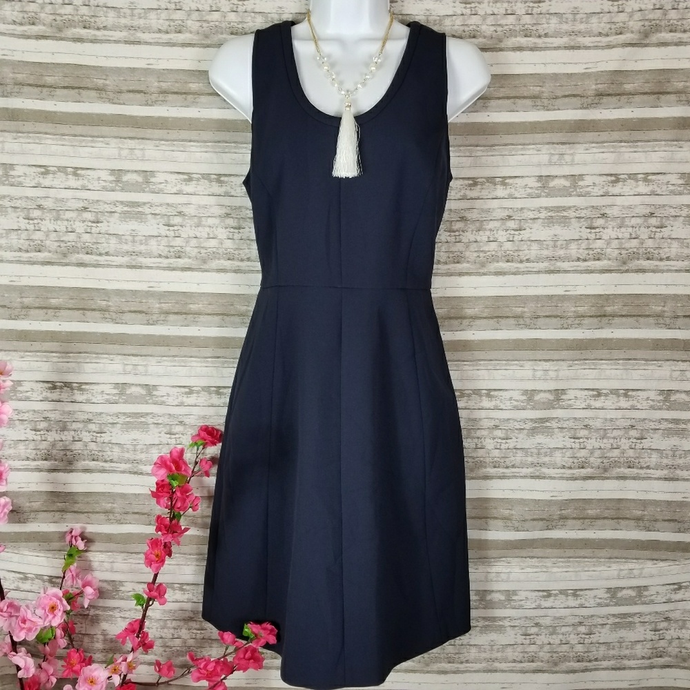 J. Crew Navy Blue Sleeveless Crepe Sheath Dress